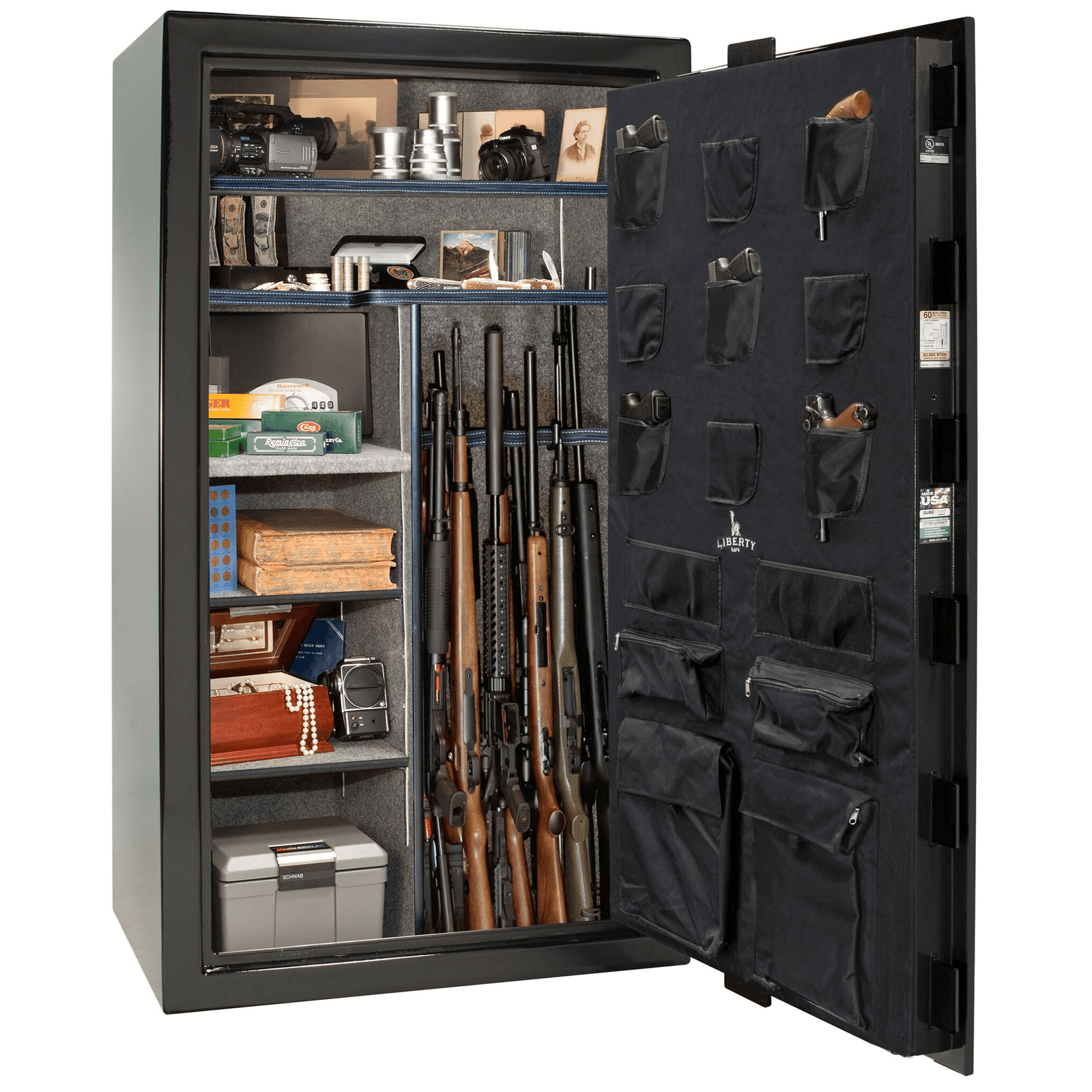 Colonial Series | Level 4 Security | 75 Minute Fire Protection | 50 | DIMENSIONS: 72.5"(H) X 42"(W) X 27.5"(D*) | Black Gloss | Electronic Lock