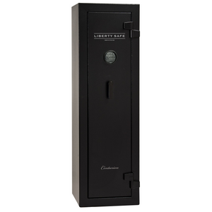 Liberty Safe Centurion 12 gun safe with a electronic lock, closed door, featuring a 30‑minute fire rating and entry‑level security