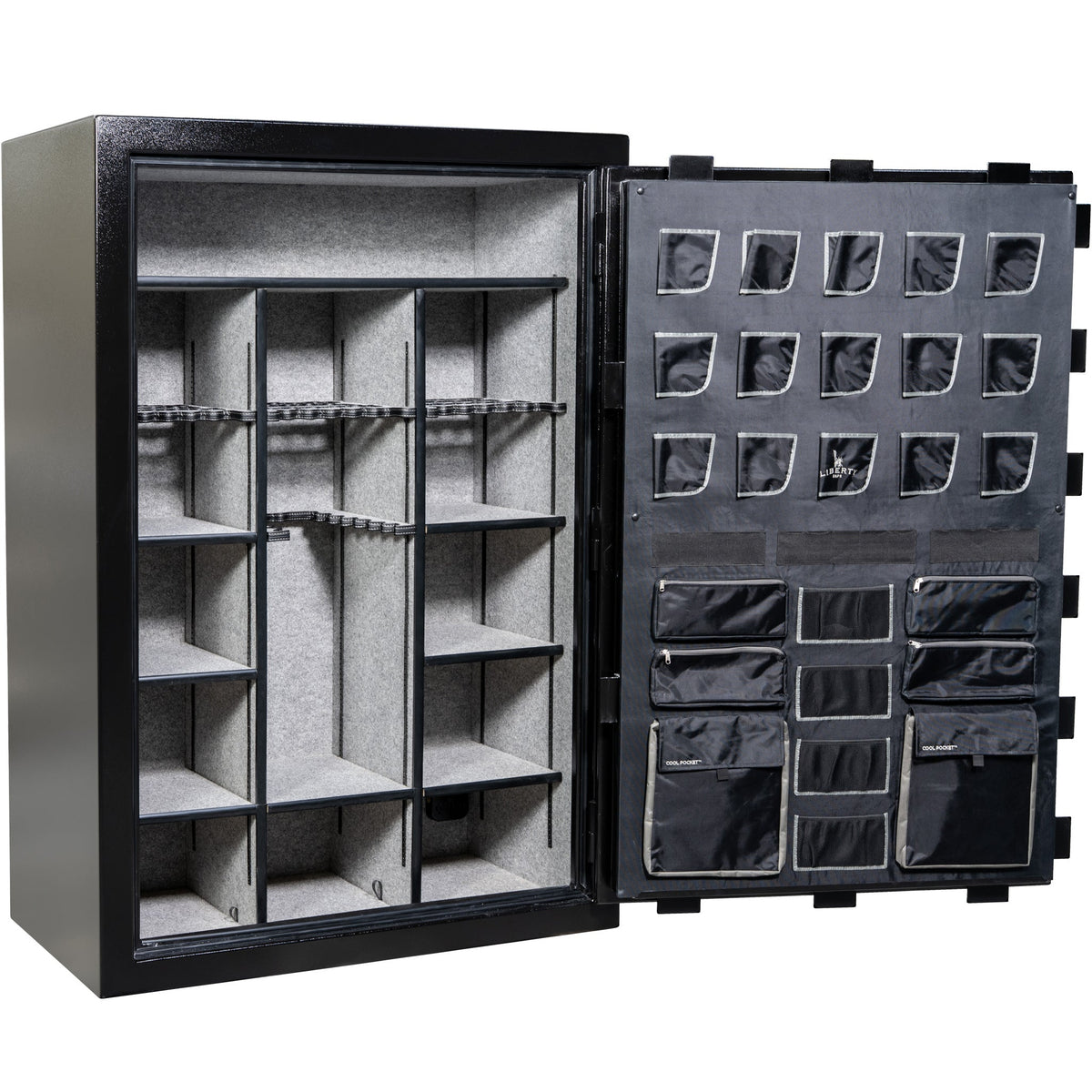 Collector T | Level 5 Security | 110 Minute Fire Protection | Dimensions: 72”(H) x 50”(W) x 27.5"(D) | Black Textured Electronic Lock - Open  Door