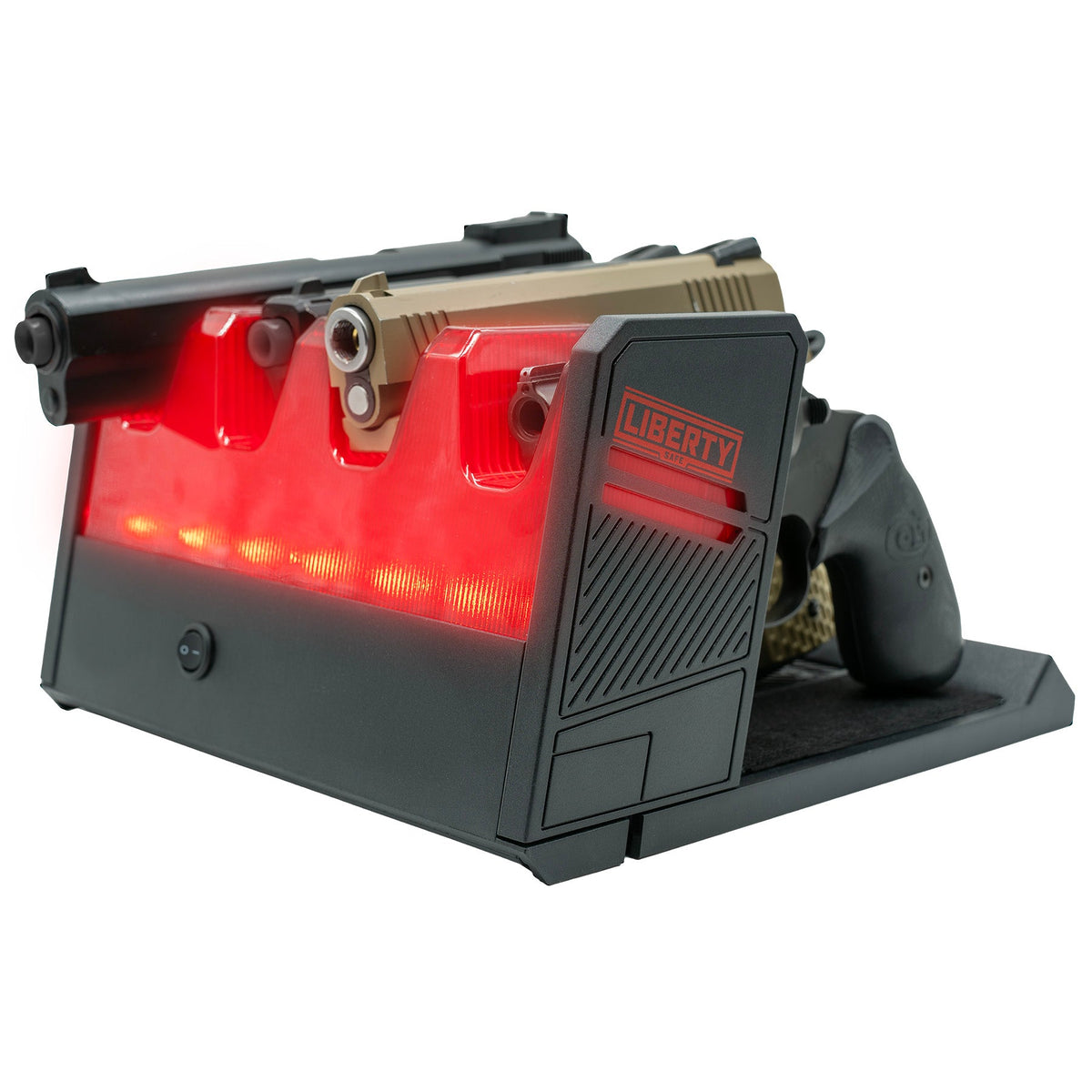 Accessory - Storage - LED Pistol Rack Red Bright Lit Front - Loaded