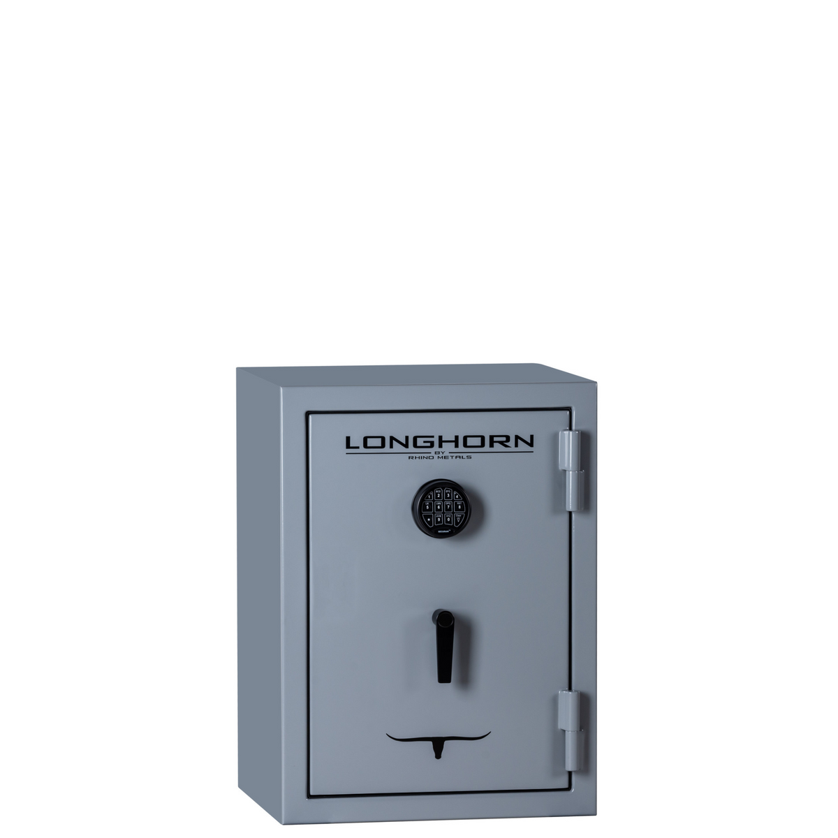 Rhino Longhorn LGX3022 safe in a gray gloss finish, door closed, featuring compact yet robust protection for home and office security needs.